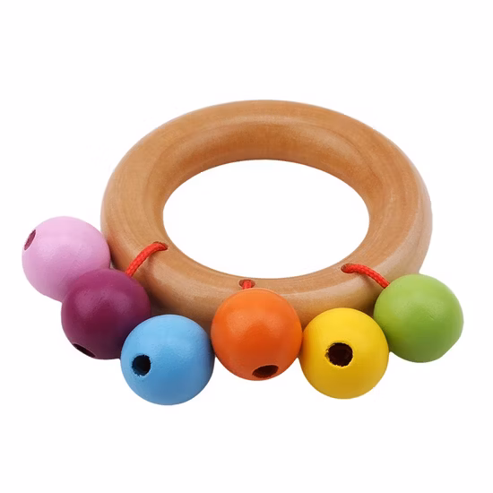 Wood Baby Toys Rattles Baby Bed Hand Bell Rattle Toy Handbell Musical Educational Instrument Toddlers Rattles Teether
